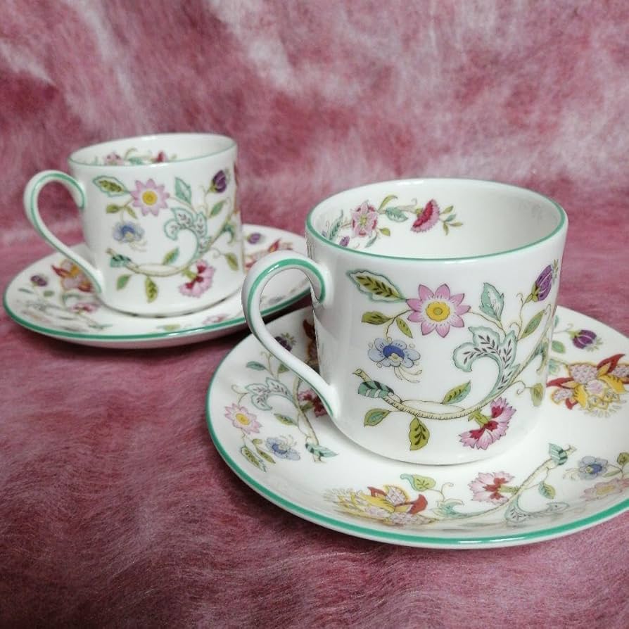 ミントン英国製 ハドンホール グリーン デミタスカップ C/S6客セット ミントン英国製 ハドンホール グリーン デミタスカップ C/S6客セット